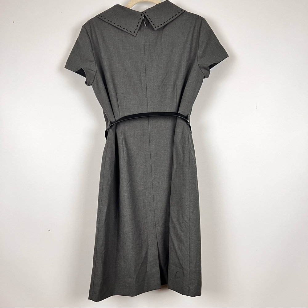 Tahari Arthur S. Levine Belted Career dress gray size 12 Button Collar Midi - Picture 2 of 6